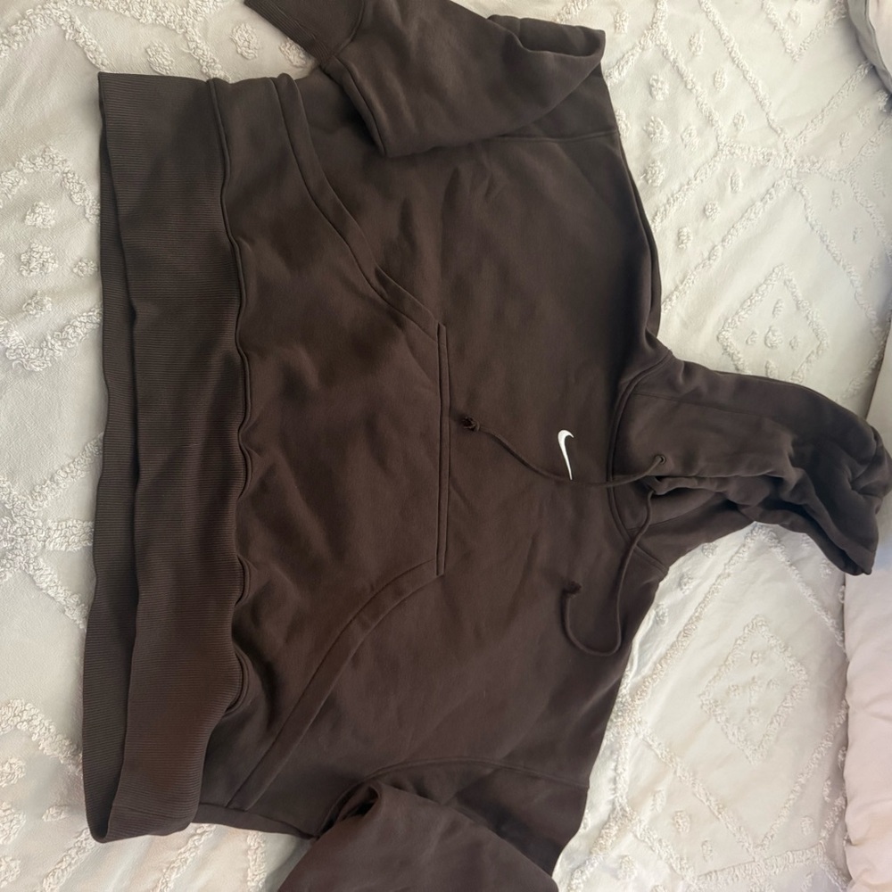 Nike Dark Brown Hoodie with White Logo